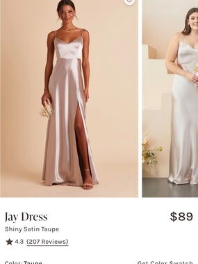 Birdy Grey Jay Dress- Color Taupe Satin